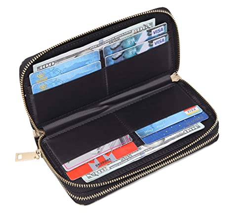 Nabegum Leopard Travel Wallet For Women Cheetah Cow Print Double Zipper Pocket Ladies Purse Large Capacity #TOP4