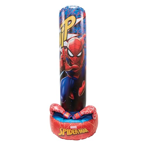 Hy-Pro Sac de Boxe Gonflable Spiderman sous Licence Officielle avec Gants de Boxe – Sac de Boxe sur Pied pour Enfants, Jouets et Cadeaux, 5 Ans et Plus