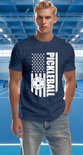 Pickleball Shirts for Men American Flag T-Shirt Paddleball Lover Tee 4th of July Tops2
