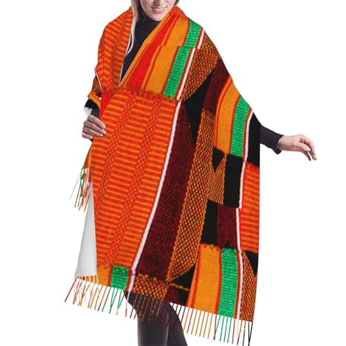 Kente Cloth Imitation Cashmere Tassel Scarf Winter Scarf Autumn Softest Classic Warm