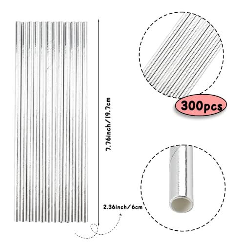 Pack de 300 pitillos de papel plateados biodegradables miniatura 2