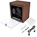 Getanye Wooden 3 Automatic Watch Winder, Black Walnut Grain Super Quiet Rotating Box Shaker, 4 Rotation Mode, Blue LED Light, Black High Elastic Memory Foam Pad
