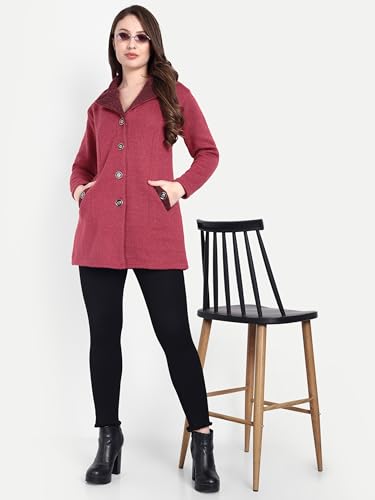 Image of Matelco Womens Woollen Collared Coat Cardigan