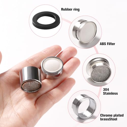 YIXISI 6 PCS M22 Female Thread + M24 Male Thread Faucet Tap Aerator, with Faucet Aerator Wrench and 6 Rubber Gaskets - Image 4
