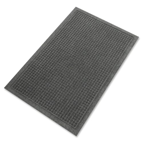 Genuine Joe EG020304 EcoGuard Indoor Wiper Floor Mat, Recycled Plastic and Rubber, 2' Width, 3' Length, Charcoal