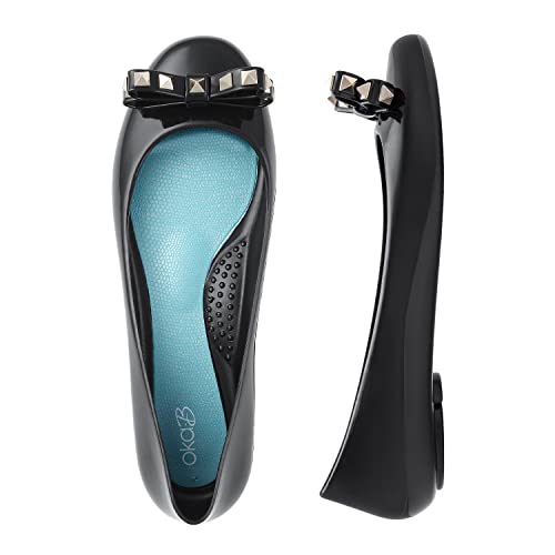 Oka-B Women's Taylor Rumor Flats,Licorice with Studded Bow Charm, Size 6 M