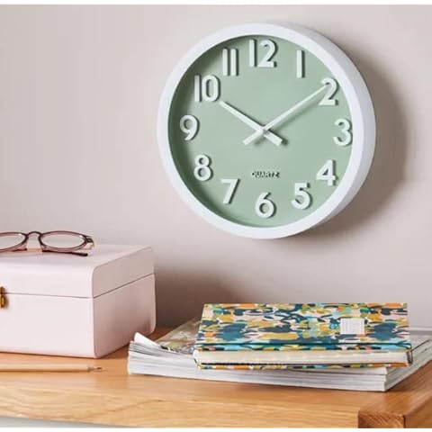3D Wall Clock Large Number Silent Quartz Decorative Clocks Modern Round Clocks Big 3D Number Display, Battery Operated, Sage Cover