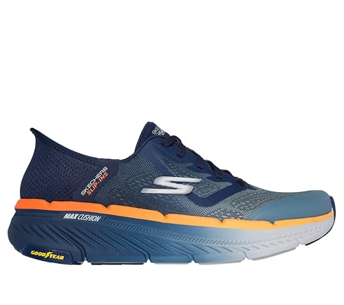 Skechers Herren Max Cushioning Premier 2.0 Ascendant Ii Slip-ins Running, Sports Shoes, Navy and Orange Textile/Synthetic, 44 EU