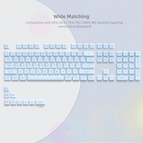 Image of Womier Blue Jelly Keycaps, Shine Through Keycaps for Mechanical Keyboard | OEM Profile Keycap Set, 113-Key Custom Keycaps for 60%,75%,100% Keyboards with Cherry /Gateron MX Switches