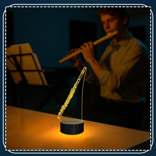 CoolGift Mart Flute Night Light, 3D LED Optical Illusion Lamp with 16 Colors and Remote Controller, Gifts for Flute Instrument Enthusiasts Music Lovers - Thumbnail 5