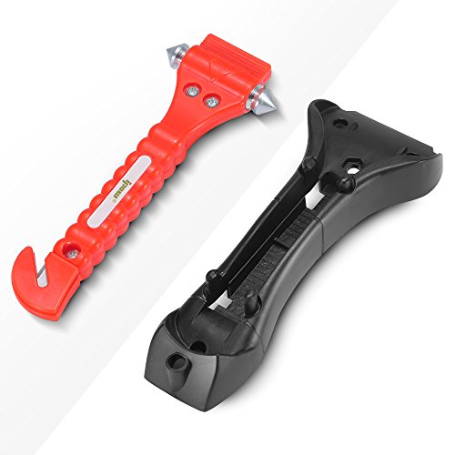 Ipow 4 Pcs Car Safety Antiskid Hammer Seatbelt Cutter Emergency Glass/Window Punch Breaker Auto Rescue Disaster Escape Life-Saving Hammer Tool,Big #TOP1
