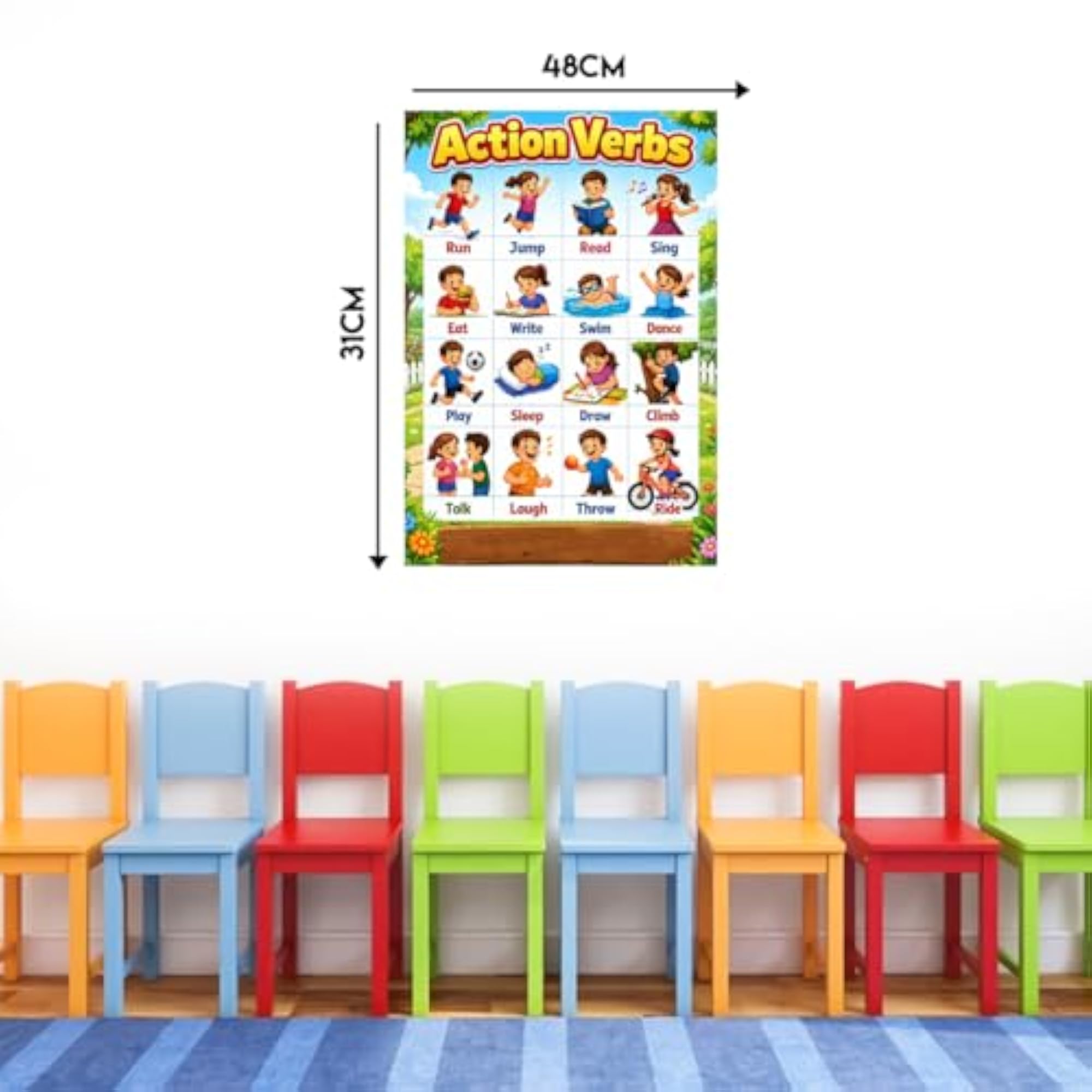 Action Verbs Wall Sticker for Kids Learning
