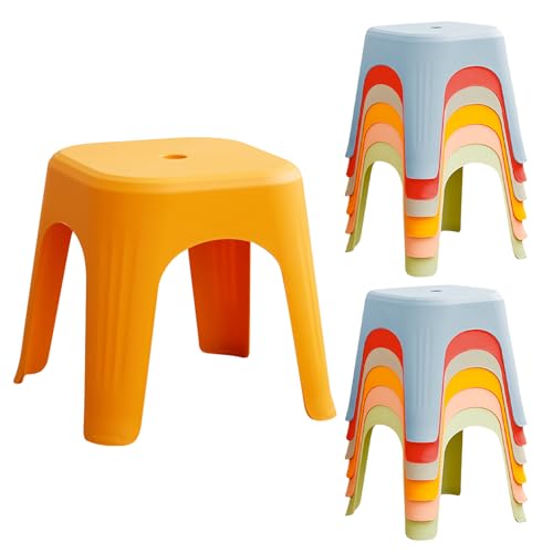 wanan 12 Pack School Plastic Stackable Stools, 11.8 Inch Height Colorful Nesting Stools, Portable Backless Stool for Classroom Students, Flexible Seating Chairs for School Home Office