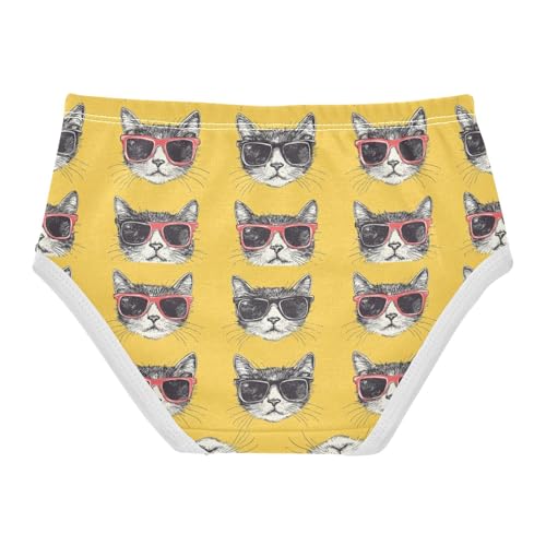 ZZKKO Sunglasses Cat Yellow Girls Underwear Toddler Panties for Girls Comfort Brief Size 2-8T2