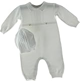 Feltman Brothers Infant Boys White Knit Romper Hat Set Take Home Outfit (3M)