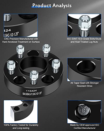 Eccpp 2X 1.25 Inch Wheel Spacers Hub Centric 5 Lug 5X4.5 To 5X4.5 5X114.3Mm To 5X114.3Mm Fits For Ranger For Aviator Mark 7 Wheel Spacers #TOP6
