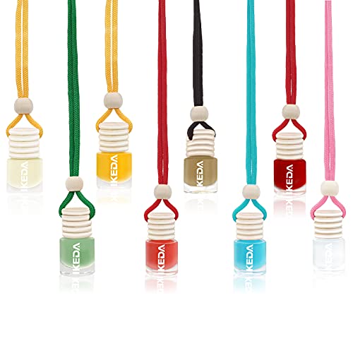 Ikeda scents 16Pcs Car Hanging Air Freshener, 4ml Car Perfume Bottle Pendant Diffuser with Wood Cover Car Jar for Wrist, Car Rearview Mirror Hanging
