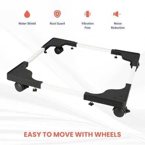 Image of SoraChi Washing Machine Stand w /Wheels & Vibration Control-Elevates Appliance for Water Protection & Rust Prevention-Durable Plastic-Iron Construction for Front & Top Load Washers (Black Plastic)