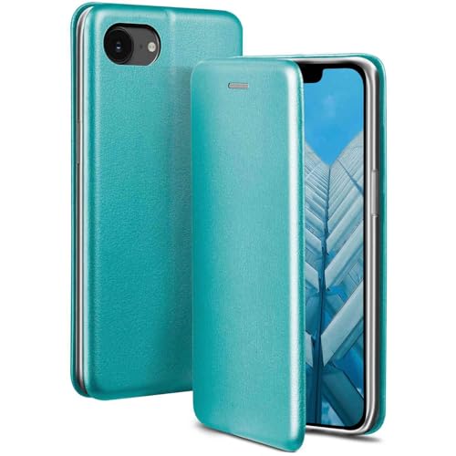 Étui iPhone 16e bleu menthe avec porte-carte et support vidéo - Protection 360