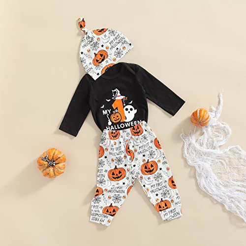Cevoerf 2Pcs Infant Baby Boy Halloween Outfits - My First Halloween Romper Bodysuit Pumpkin Print Pants Halloween Clothes #TOP2