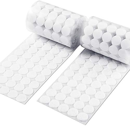 Heze 1000pcs (500 Pair Sets) 20mm Diameter Sticky Back Coins Hook & Loop Self Adhesive Dots Tapes Magic Sticky Dots (White, 1000pcs)