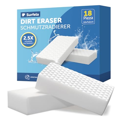 Surfela 18 Piezas Borrador Magico, 10×7×2cm Esponja Magica Limpieza Paredes, Magic Eraser Sponge para 2.5 X más Fuerte, Adecuado para Cocina, Baño, Paredes, Zapatos, Cristales de Ventanas