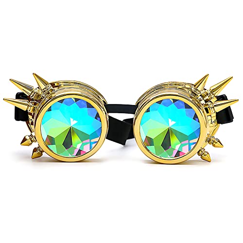 Image of 3-5 Days Delivery Kaleidoscope Rave Rainbow Crystal Lenses Steampunk Goggles
