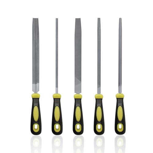 10" Machinists File Set, 5 Piece Bastard Double Cut with Ergonomic Handles for Universal Finishing and Roughing ﻿ by CMENINCY - Used condition - US$11.50