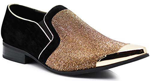 Enzo Romeo Crisiano Men Rhinestone Chrome Toe Suede Pointy Dress Loafer Slip On Shoes2