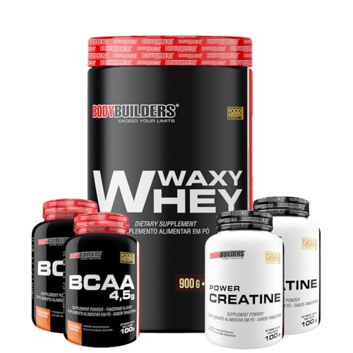 Kit Waxy Whey Chocolate 900g + 2x BCAA 100g + 2x Power Creatina 1...
