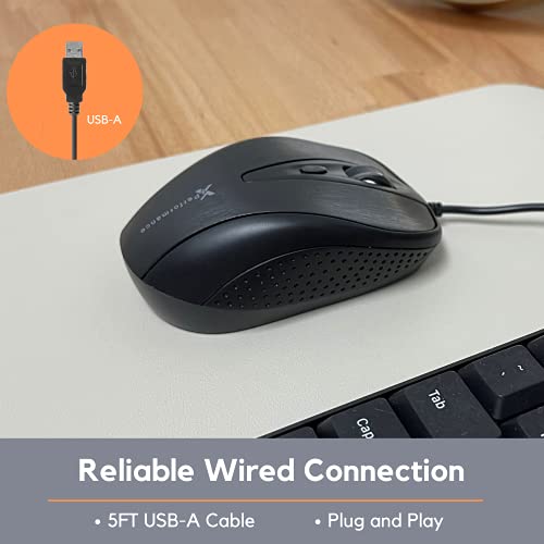 X9 Performance USB Wired Mouse for Laptop - 6 Button With Side Buttons and Up to 3200 DPI - Comfortable Soft Click Corded for Chromebook and PC/Mac - Matte Black
