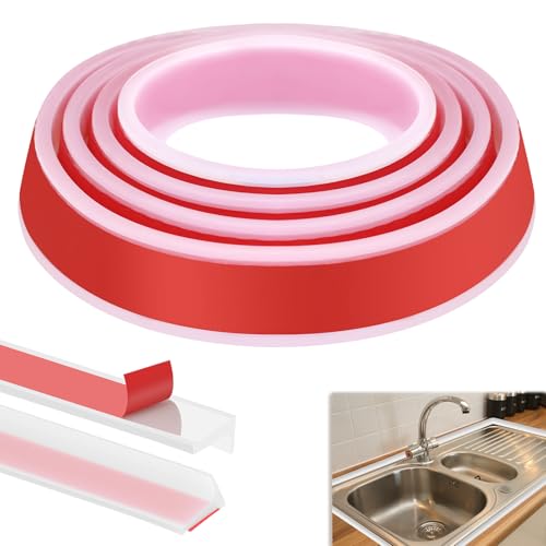 Schwallschutzleiste Dusche Selbstklebend, 100 cm Wasserstopper, Silikon Duschschwelle Duschwasserstop, Begehbare Dusche Boden Wassersperre für Bäder, Küche, Rahmenlose Duschtür (Weiß)