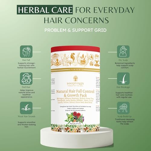 Image of Natural Hair Care Combo | Hair Fall Control & Growth Pack + Root Strength Shampoo Powder | 100% Ayurvedic Hair Care Kit for Hair Strength, Scalp Nourishment & Gentle Cleansing | Rosemary, Hibiscus, Bhringraj & Ayurvedic Herbs | Sulphate & Paraben Free | Men & Women | 400g (Pack of 2)