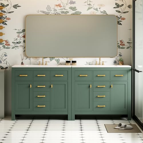 THINK 30 72 Inch Green Bathroom Vanity with Double Sink,Modern