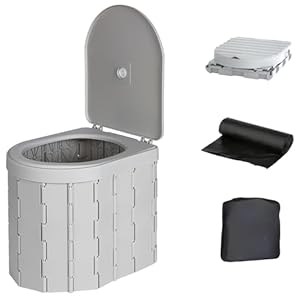 Portable Toilet, Camping Toilet for Adults with Lid, XL Folding Travel Toilets with Bags for Emergency Use, Foldable Porta Potty for Car, Outdoor Camp, Road Trip, Hiking and Truck Drivers