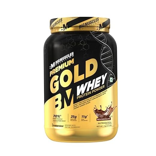 Bigmuscles Nutrition Premium Gold Whey [1Kg] | Informed Choice UK Certified | Isolate Whey Protein Blend | 25g Protein | 11g EAA | ProHydrolase Enzyme Technology [Chocolate]