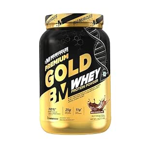 Bigmuscles Nutrition Premium Gold Whey [1Kg] | Informed Choice UK Certified | Isolate Whey Protein Blend | 25g Protein | 11g EAA | ProHydrolase Enzyme Technology [Rich Chocolate]