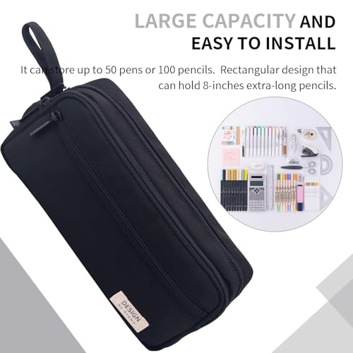 Image of HVOMO Large Pencil Case High Capacity Holder Box Storage bag Desk Organizer Marker Pouch Pen For Middle School Office College Adult Girl and Boy(Black)