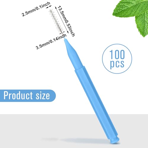 Image of Patelai 100 Pieces Braces Dental Brush for Cleaner Interdental Toothpick Dental Tooth Flossing Head Oral Hygiene Flosser Toothpick Cleaners Tooth Tool(Blue,Proper Size)