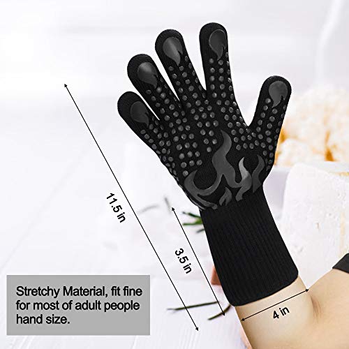 Image of Comsmart BBQ Gloves, 1472F Heat Resistant Silicone Non-Slip Oven Mitts, Long Kitchen Gloves Perfect for Grilling, Cooking, Baking, Cutting