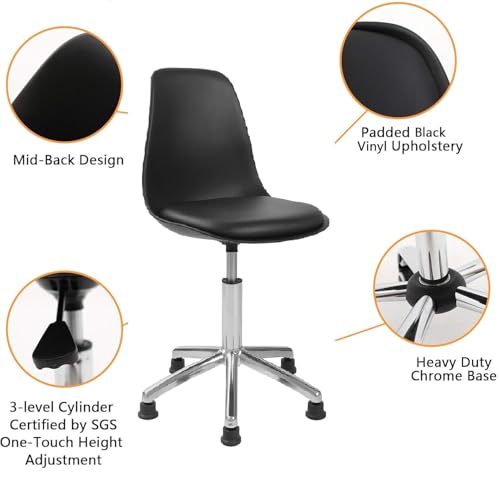 Image of Furniture Modern Adjustable Hydraulic Executive Office Home Computer Task Ergonomic Desk Chair on Stopper Mid Back Leather Working Rolling Stool Black 1 Pc