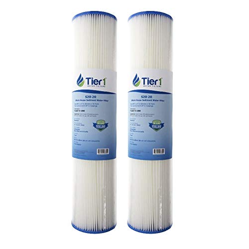 Tier120 Micron 20 Inch x 4.5 Inch | 2-Pack Pleated Cellulose Whole House Sediment Water Filter Replacement Cartridge | Compatible with Pentek S1-20BB, 155305-43, W20CLHD20, Home Water Filter