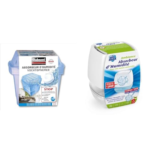 Absorbeur d'humidité Rubson Basic et UHU Air Max pour pièces 20m²