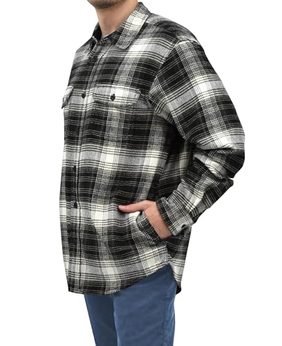 Andrew Scott Mens' Flannel Shirt Jacket | 100% Cotton Button Down Long Sleeve Shaket with Pockets2