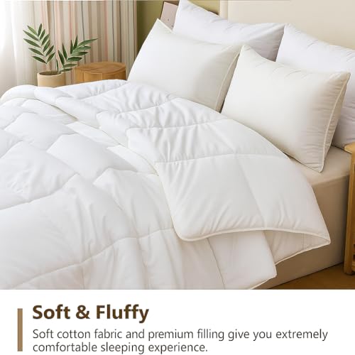 Image of Heavy Winter Double Bed Comforter - 300 GSM Warm Microfiber Rajai Quilt Blanket, Soft & Lightweight, Machine Washable - White