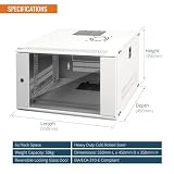 Tecmojo Szafka sieciowa o głębokości 450 mm, 450 mm, szafka ścienna, szafa serwerowa, obudowa z sieci IT, zamykane drzwi i ściany boczne, płaskie opakowanie (biała, szklane drzwi 6U biała)