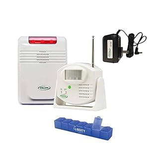 Smart Caregiver Economy Elderly Monitoring System – Elderly Fall Prevention Devices with Wireless Monitor, Motion Sensor, AC Adapter, and Liberty Pill Case