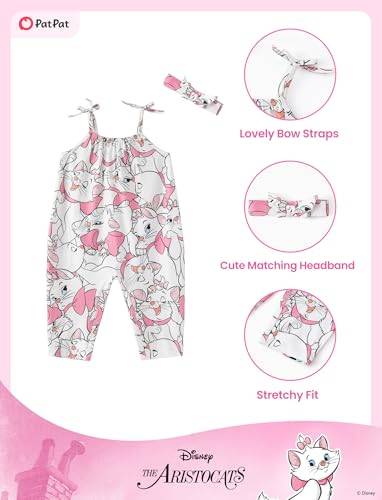 Image of Disney Frozen Elsa Princess Minnie Stitch Marie Girls Romper with Bow Tie Strap and Headband Cute Jumpsuit for Baby & Toddler