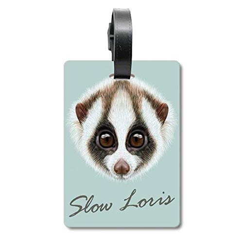 Étiquette de valise motif loris blanc et marron pour bagage