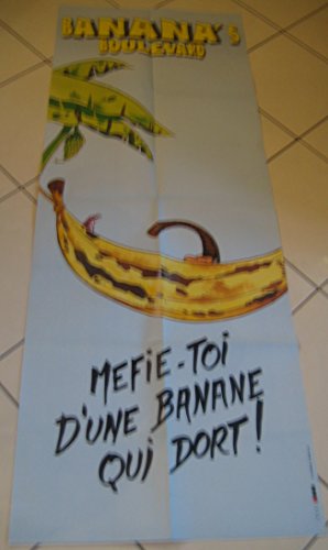 Affiche originale Mefie-Toi D'Une Banane Qui Dort grand format 60X120cm décoration vintage